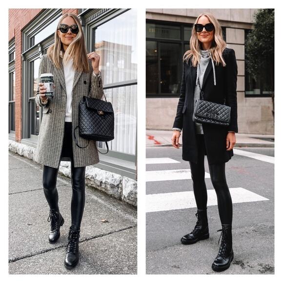 Commando Black Faux Leather Raw Hem Leggings Size M - Picture 12 of 14